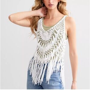 Daytrip White Fringe Crochet Tank Top